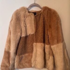 Zara Tan and Cream Teddy Jacket